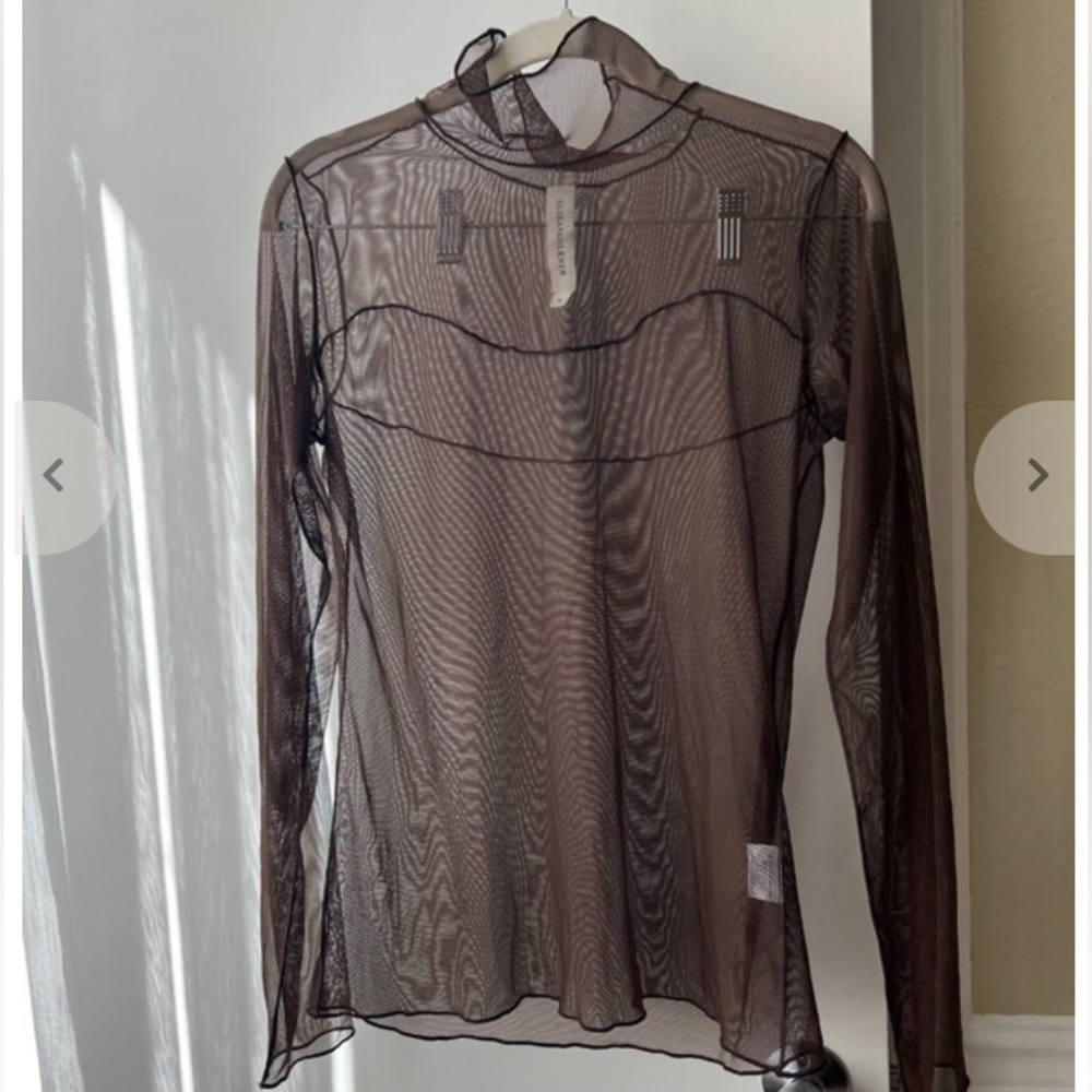 Eliza Faulkner Mesh Turtleneck, Chocolate (M)